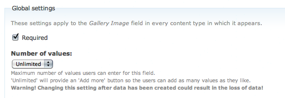 Select 'Required' and 'Unlimited' under "Number of values".
